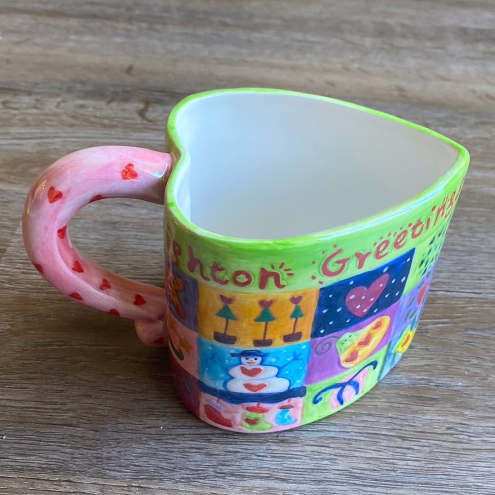 Beautiful Vintage Brighton Greetings Coffee Mug Cup Heart Shaped Large
